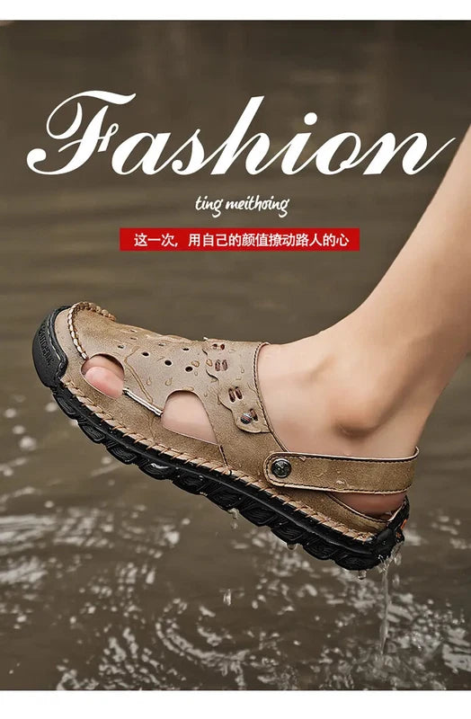 38-48 Plus Size Mens Closed Toe Hollow Out Slingback Sandals Beach Slipper Shoes
