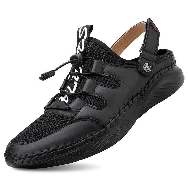 Mens Sandals Leather Mesh Beach Water Slipper Rubber Classic Non-slip