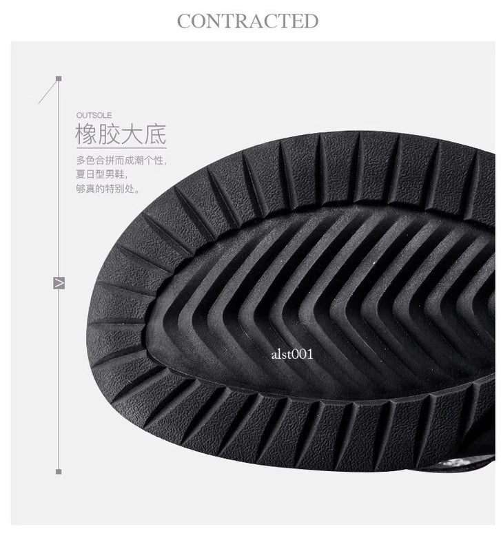 Mens Summer Leather Flip Flops Clipped Toe Korean Non Slip Beach Casual Slippers