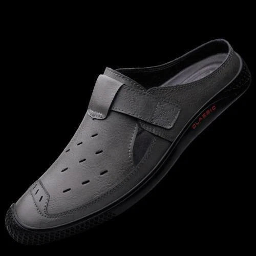 Men's Faux Leather Sandals Slip On Slippers Hollow Out Slingbacks Casual Outdoor