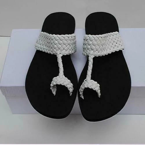 Men's Fashion Summer Chic Weaving Thong Slippers Beach Flip Flops Casual