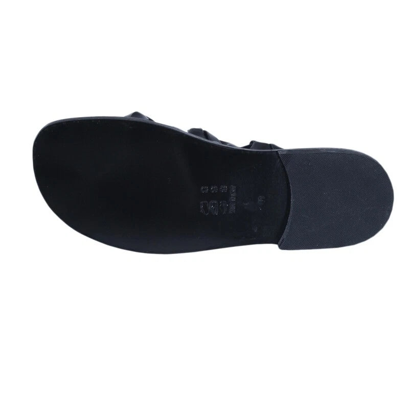Men's Leather Flip Flops Sandals Slippers Summer Shoes Salento Black