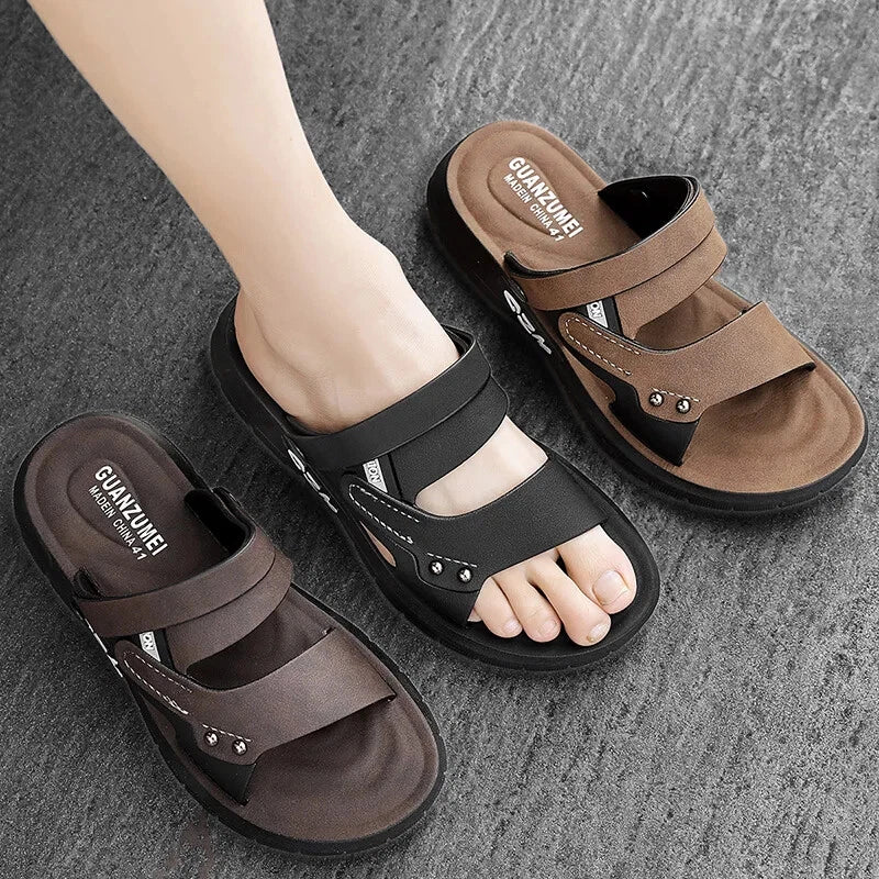 Men Lightweight Beach Sandals Summer Slippers Slip On Flats Slides Casual Shoes