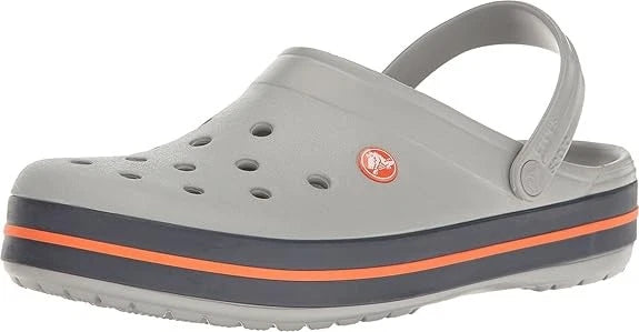 CROCS UNISEX ADULT CROCBAND CLOG - SIZE: MEN 6 WOMEN 8 - LIGHT GRAY/NAVY