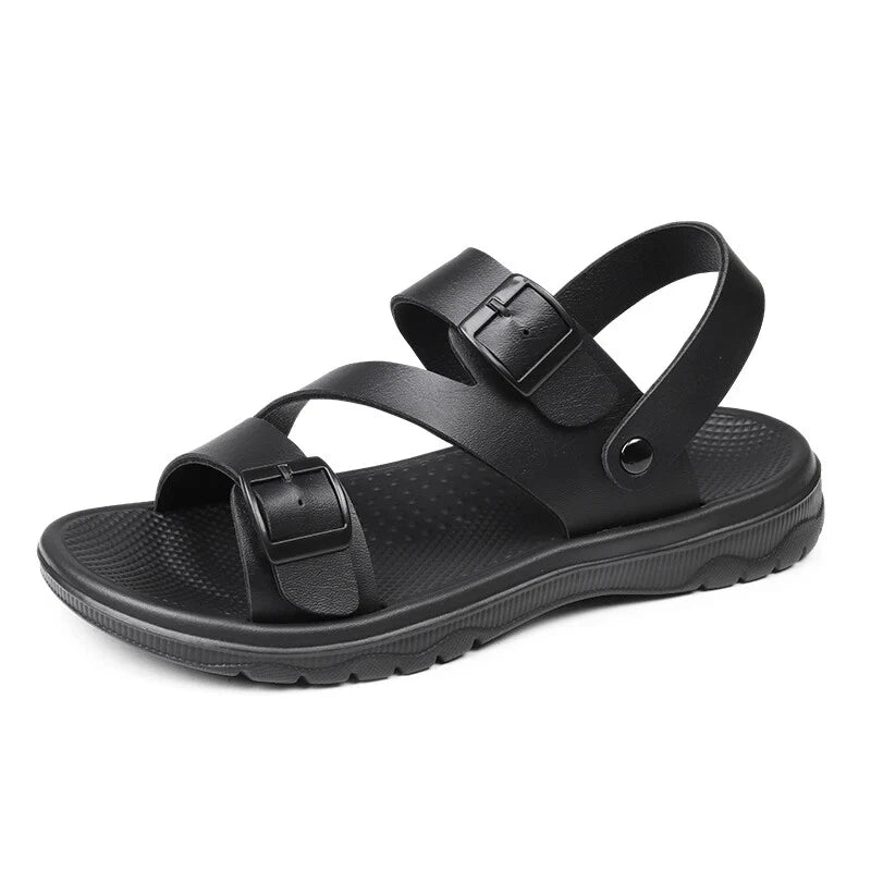 Male Leather Sandals Summer Breathable Slippers Casual Outdoor Flat Beach Shoes