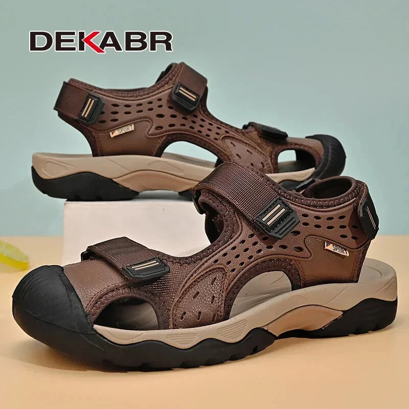 Fashion Casual Men Shoes Genuine Leather Soft Beach Sandals Breathable Slippers