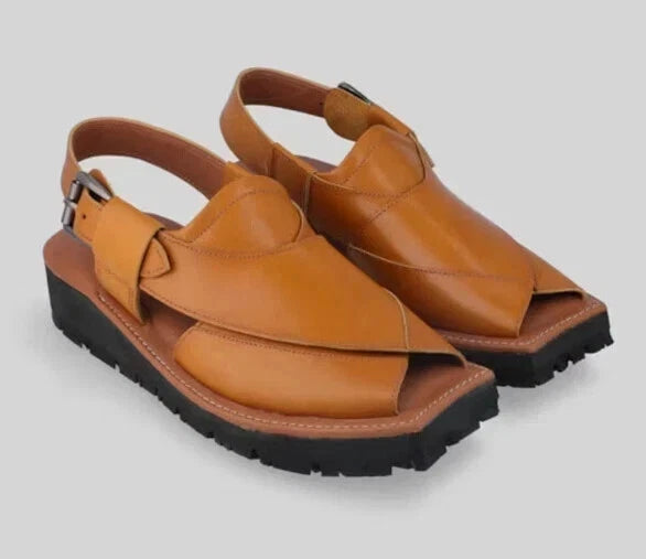 Custom Made Men Tan Premium Quality Peshawari Chappal Leather Men's Sandals Men