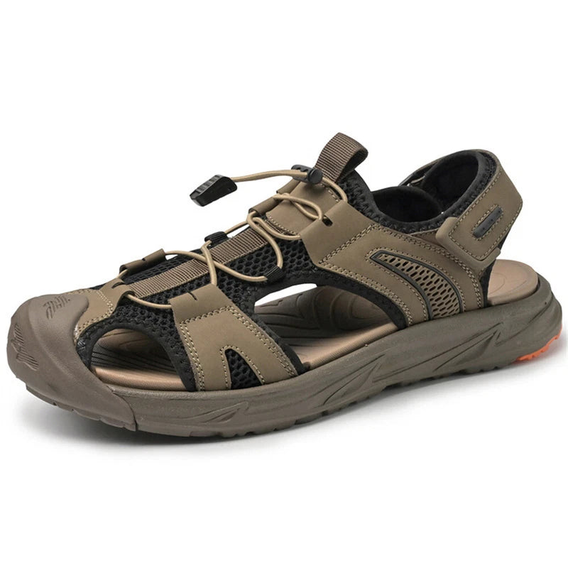 Men's Sandals Leather Hiking Slides Sport Slippers Fisherman Beach Shoes