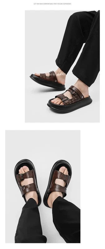 Mens Thick Soled Sandals Slipper Open Toe Outdoor Fashion Summer Slingback Beach