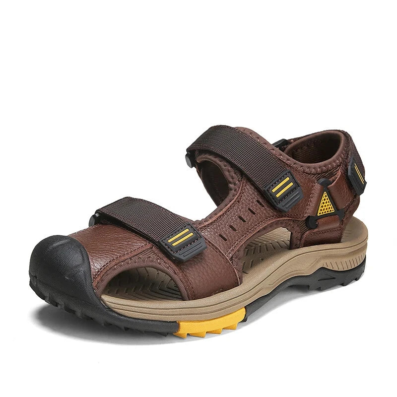 Summer Beach Men's Sandals Leather Outdoor Non-slip Wading Shoes Casual Slippers