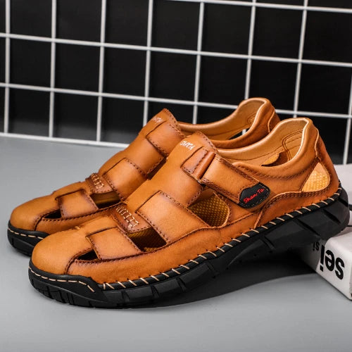 2023 Men's Sandals Leather Outdoor Shoes Cowhide Beach Shoes Slippers