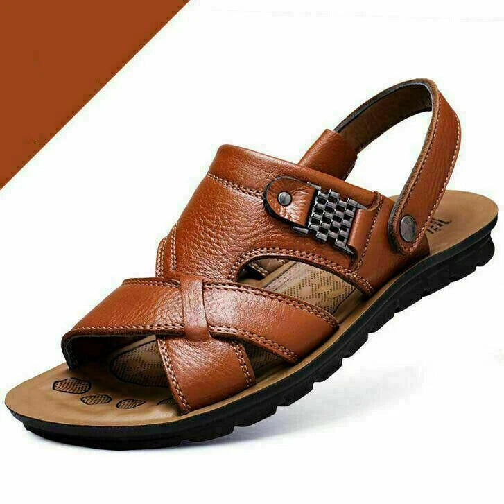 Men's Faux Leather  Sandals Peep Toe Slippers Casual Shoes Plus Sz