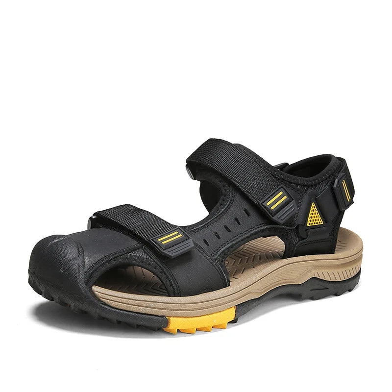 Summer Beach Men's Sandals Leather Outdoor Non-slip Wading Shoes Casual Slippers
