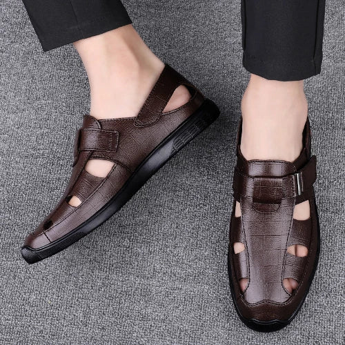 Men's Leather Sandals Beach Shoes Sports Leisure Sandals Outdoor Men's Slippers