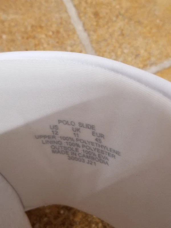POLO Ralph Lauren Bear Logo White Beach Pool Slides Sandals Slipper Mens Size 12