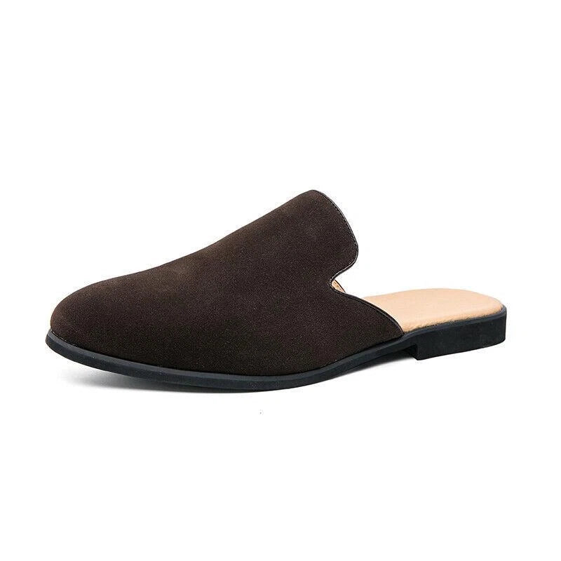 Mens Faux Suede Moccasin Casual Mules Loafers Round Toe Slip On Leisure Slippers