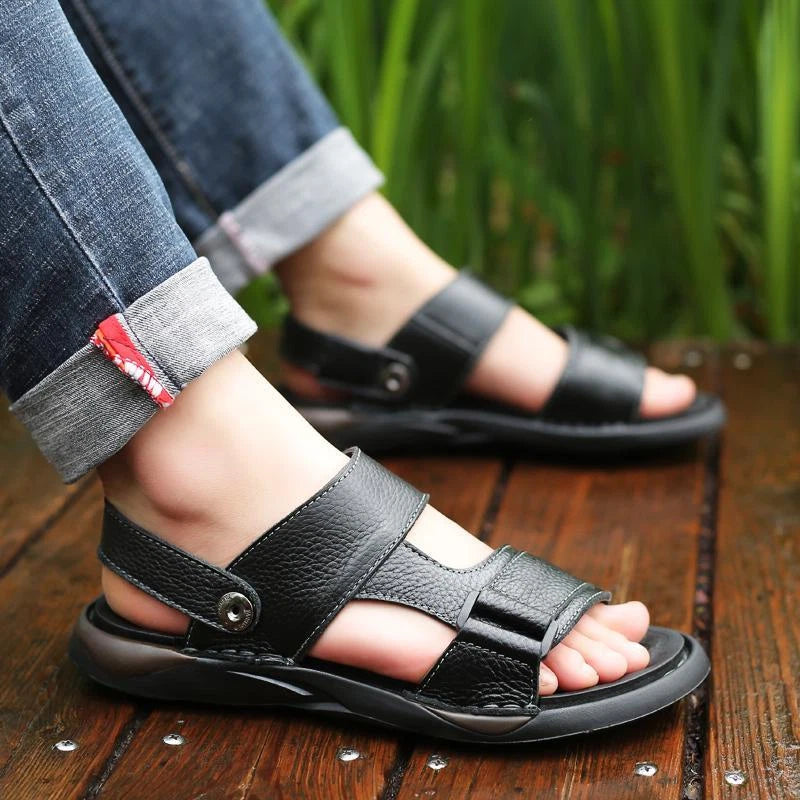 Men's Summer Comfort Retro Casual Sandals Hollow Out Flat Shoes Beach Slippers