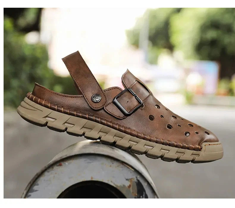 38-46 Plus Size Mens Closed Toe Hollow Out Sandals Summer Holiday Beach Slippers