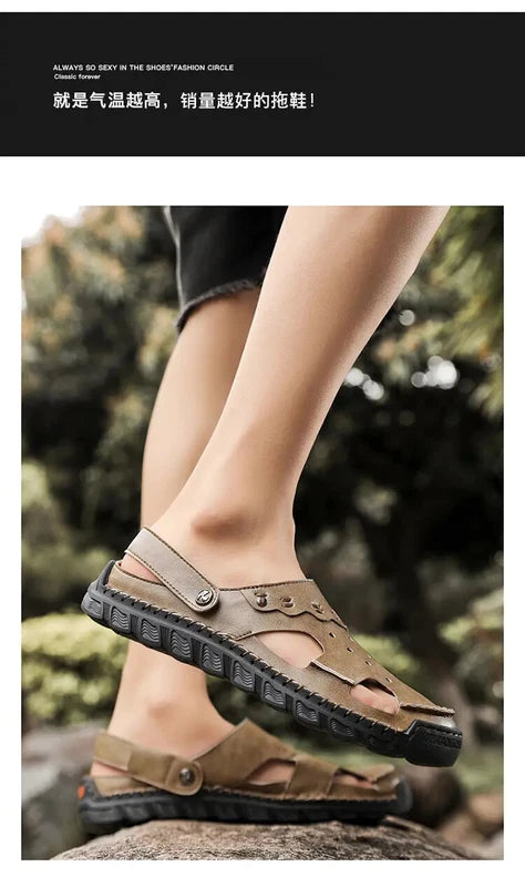 38-48 Plus Size Mens Closed Toe Hollow Out Slingback Sandals Beach Slipper Shoes