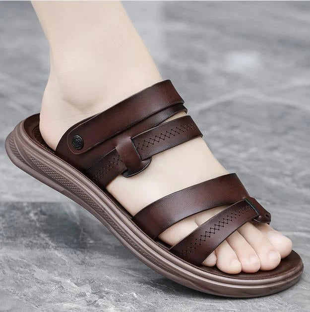 Men's Summer Beach Sandals Shoes Outdoor Casual Flats Peep Toe Slippers Fashion