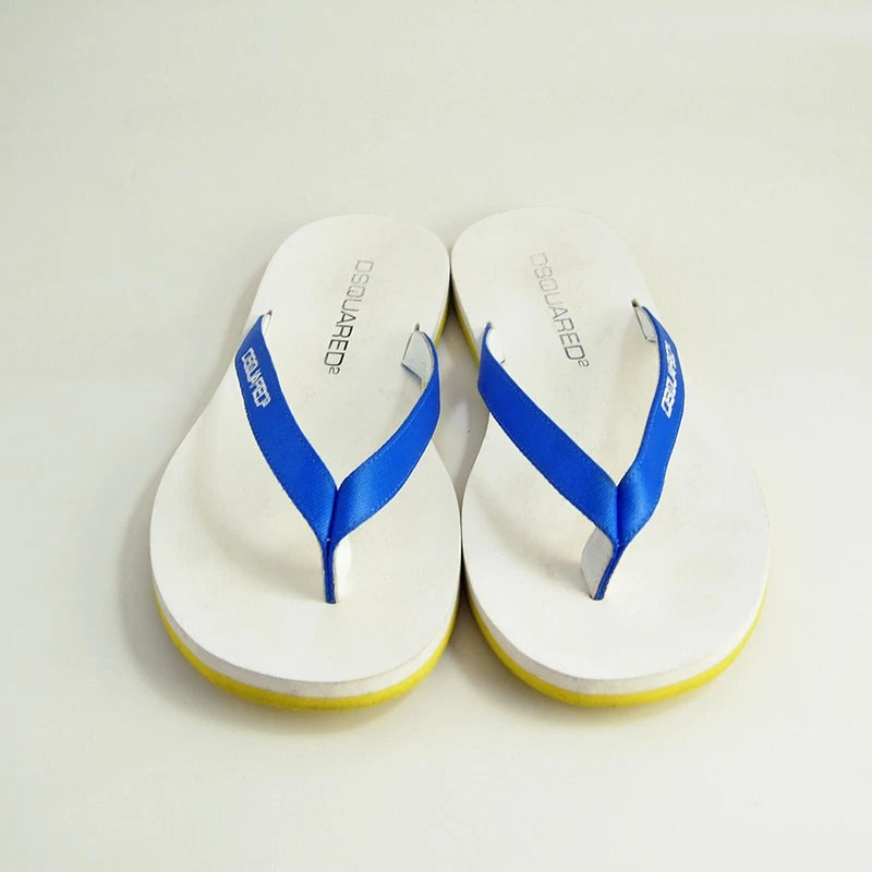 Dsquared2 Thong Slides Sandals Blue Leather Mens Shoe Size US 7 EU 40
