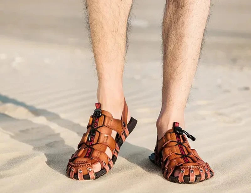 Summer Mens Outdoor Beach Casual Hollow Out Rivet Flats Slippers Sandals Shoes