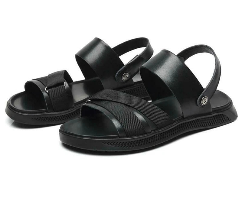 Roman Mens Leather Beach Sandals Shoes Slingbacks Slippers Slip on Open Toe New