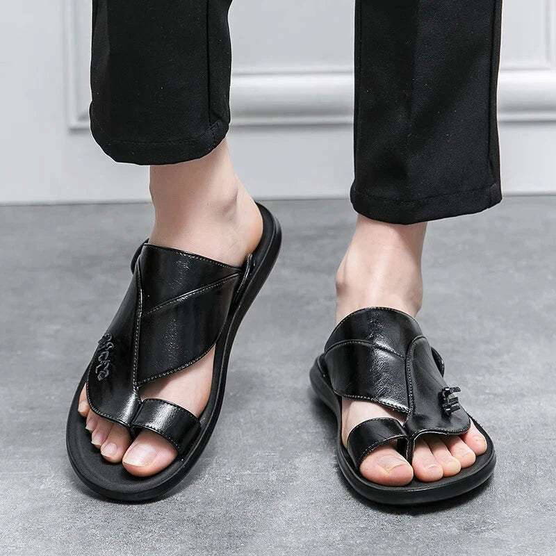 Summer Business Men's Leather Sandals Slippers Formal Outdoor Beach Shoes