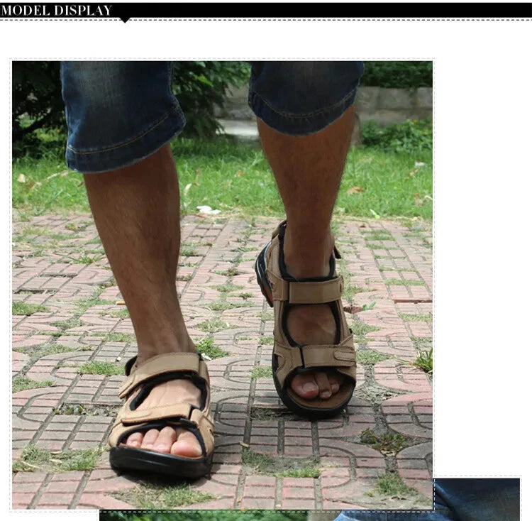 Casual Men's Leather Soft Sandals Comfortable Shoes Summer Beach Slippers Size13