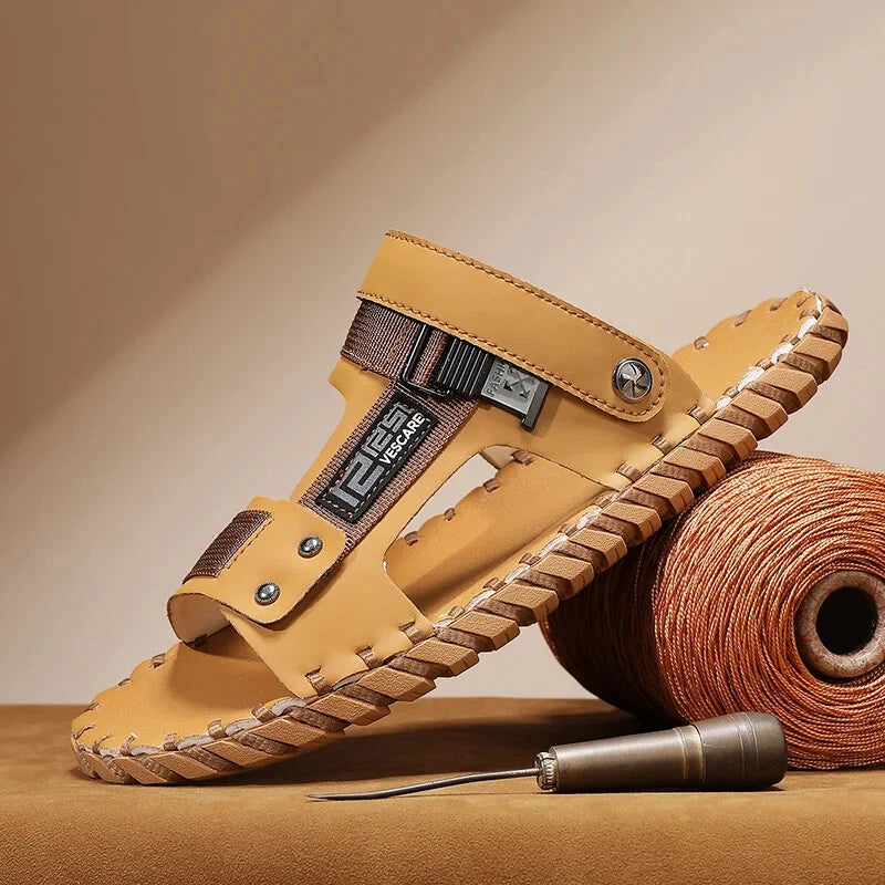 Men's Summer Sandals Hollow Breathable Flats Slippers Outdoor Beach Shoes