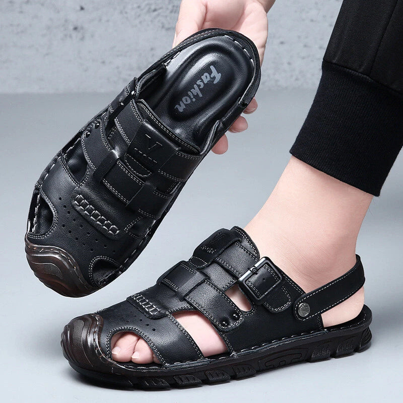 Men's Closed Toe Hollow Out Buckle Slingback Slippers Sandals Summer Beach Shoes