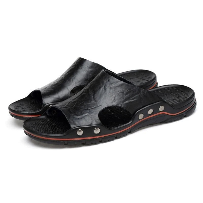 Men Slippers Slip on Flats Slides Beach Sandals Casual Shoes Big Size 38-48