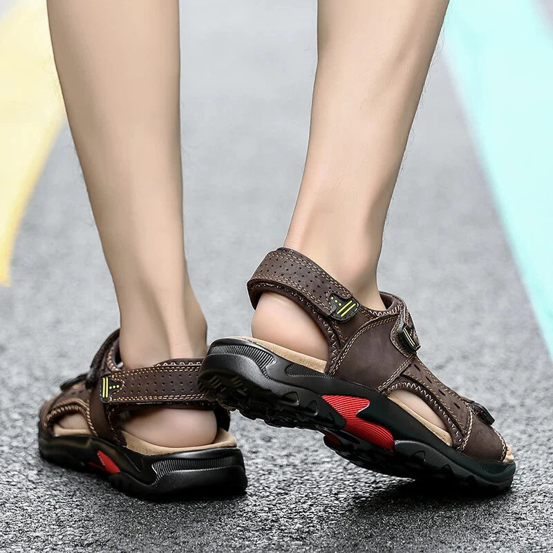 Casual Men's Leather Soft Sandals Comfortable Shoes Summer Beach Slippers Size13
