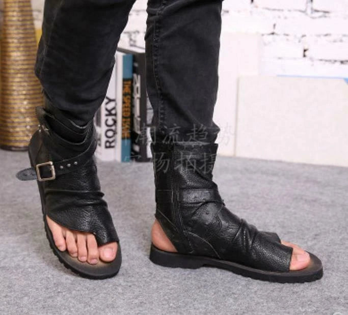 Men's Vintage Roman Sandals High Top Flip Flop Gladiator Buckle Shoes Slingback