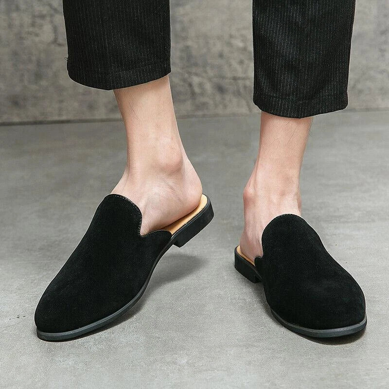 Mens Faux Suede Moccasin Casual Mules Loafers Round Toe Slip On Leisure Slippers