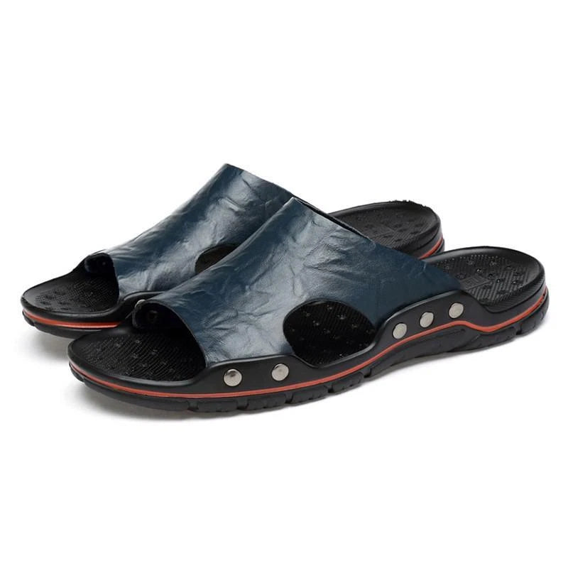 Men Slippers Slip on Flats Slides Beach Sandals Casual Shoes Big Size 38-48