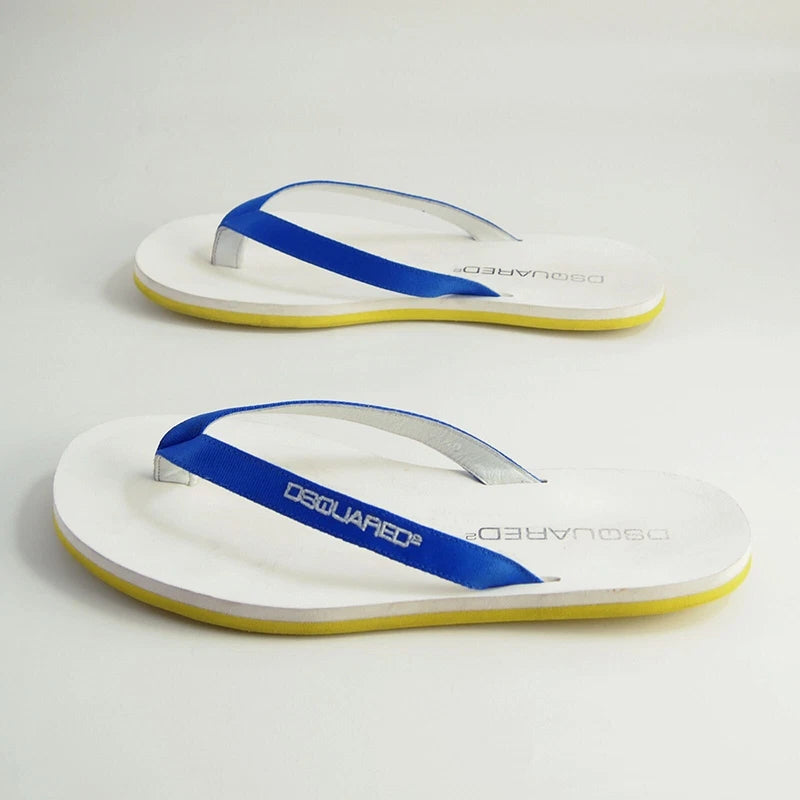 Dsquared2 Thong Slides Sandals Blue Leather Mens Shoe Size US 7 EU 40