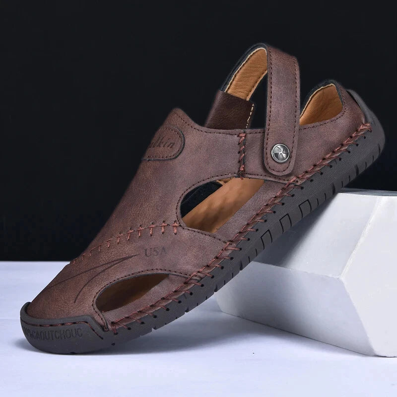 Men Casual Shoes Hollow Breathable Sandals Slip On Flats Slippers Beach Shoes