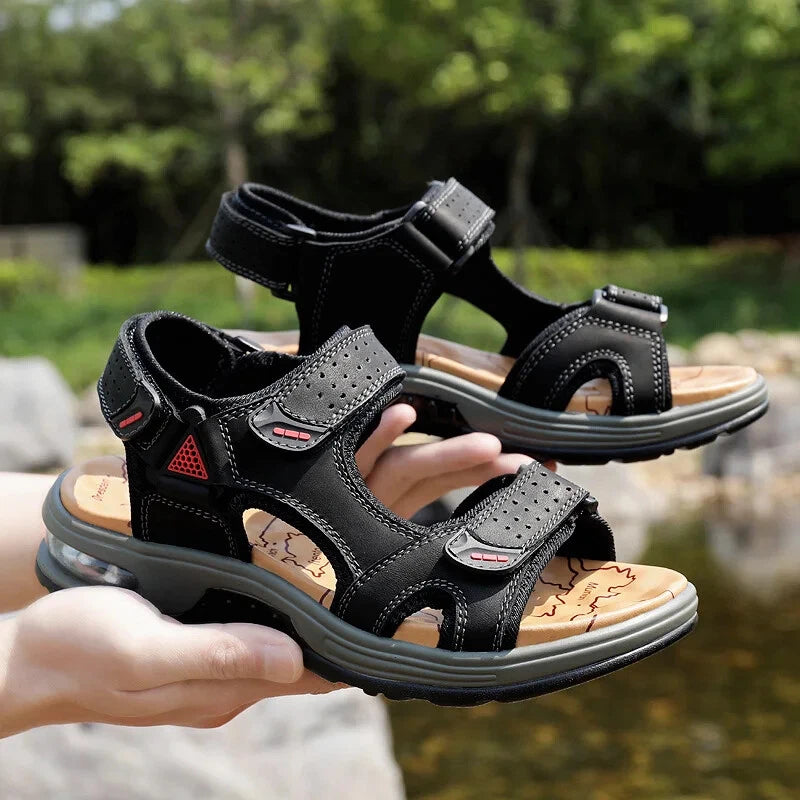 Summer Comfortable Men's Sandals Leather Breathable Slippers Outdoor Beach Shoes