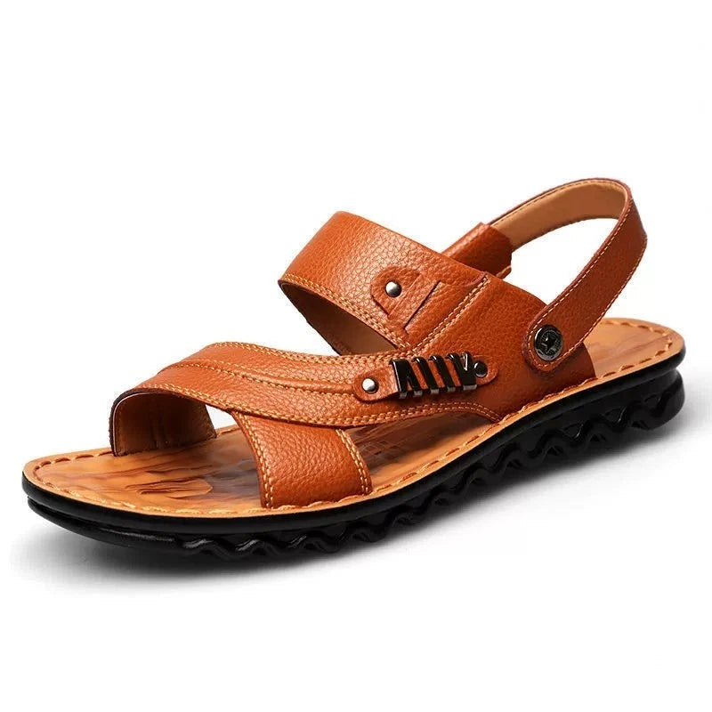 Men's slip on leather beach sport shoes comfort sandals slipper sneaker shoes