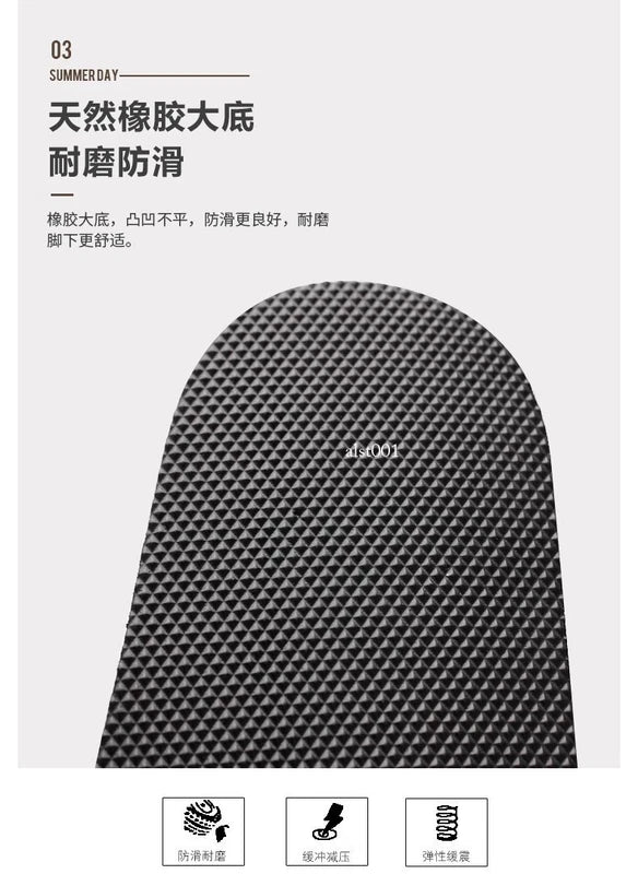Mens Cowhide Slippers Outdoor Breathable Sandals Anti Slip Beach Casual Slippers
