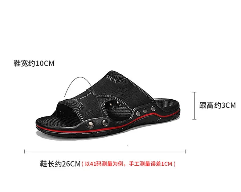 Mens Slippers Sandals Open Toe Fashion PU Leather Beach Holiday Summer Flats New