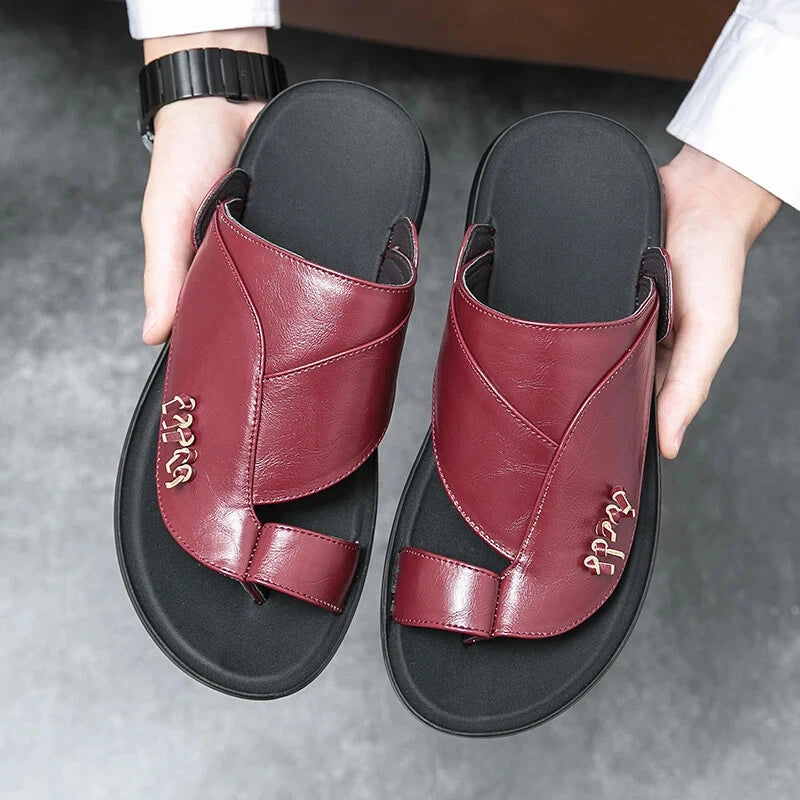 Summer Business Men's Leather Sandals Slippers Formal Outdoor Beach Shoes