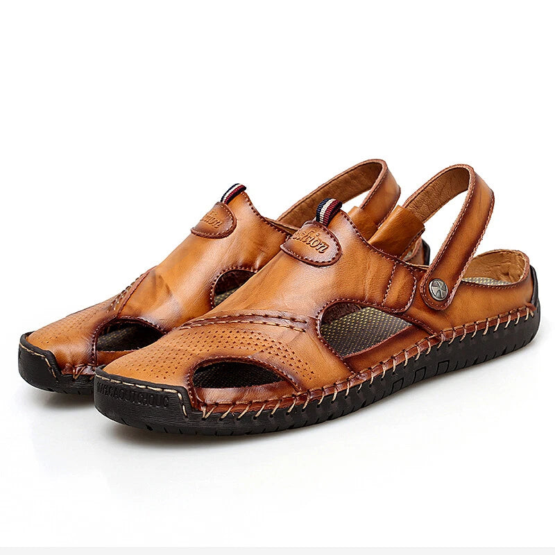 Summer Men's Leather Sandals Water Shoes Casual Fisherman Beach Slippers Driving