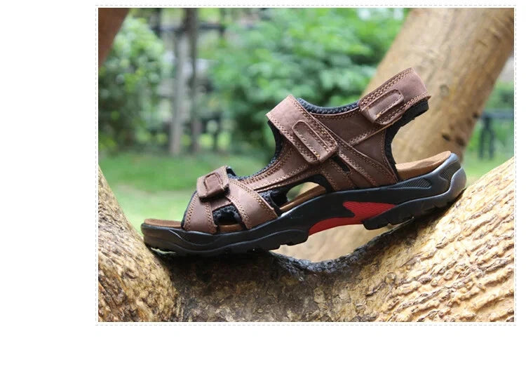 Casual Men's Leather Soft Sandals Comfortable Shoes Summer Beach Slippers Size13