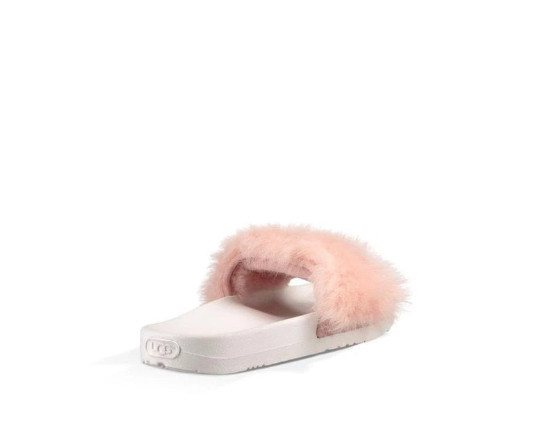 UGG Royale Baby Pink Plush Fur Slide/Slippers w/White Treadlite NEW Retail $80