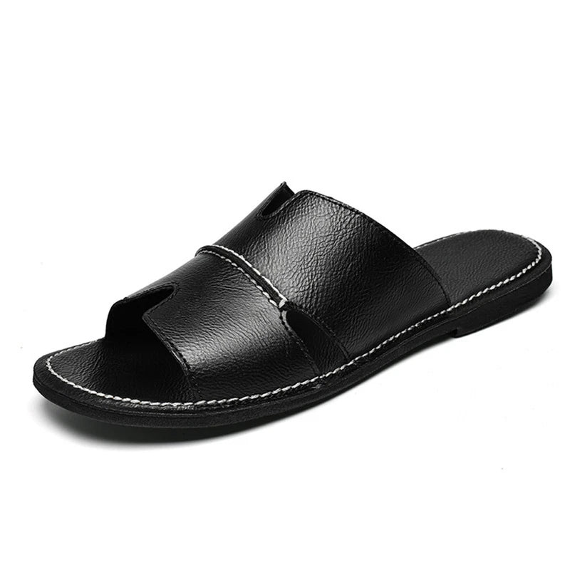 Men's Leather Summer Beach Casual Sandals Slippers