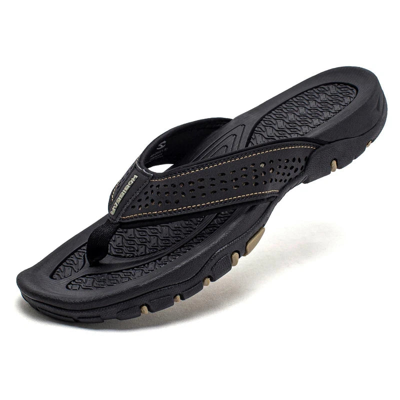 New Mens Flip Flops PU Leather Slippers Beach Sandals Comfort Casual Shoes Size
