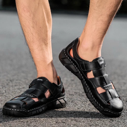 2023 Men's Sandals Leather Outdoor Shoes Cowhide Beach Shoes Slippers