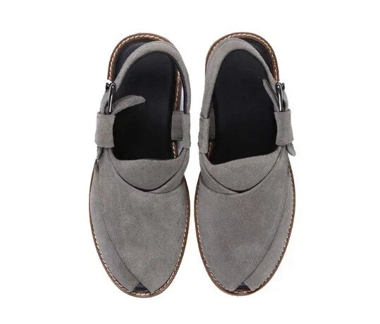 Custom Made New Men's Gray Peshawari Chappal Pure Suede Men's Sandals For Men's